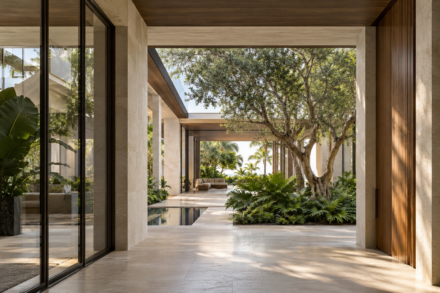Illustrative contemporary residence with a sheltered courtyard and carefully integrated materials.